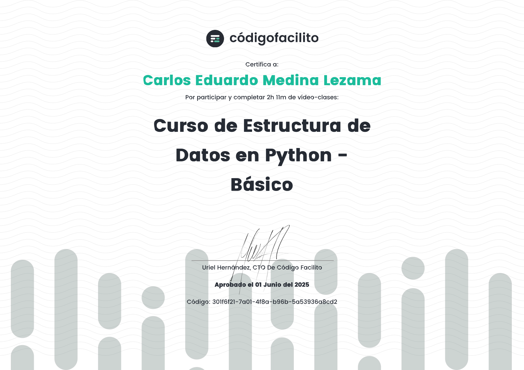 Curso de Estructura de Datos en Python - CódigoFacilito - Carlos Eduardo Medina Lezama